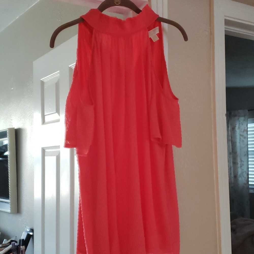 Mock neck cold shoulder top